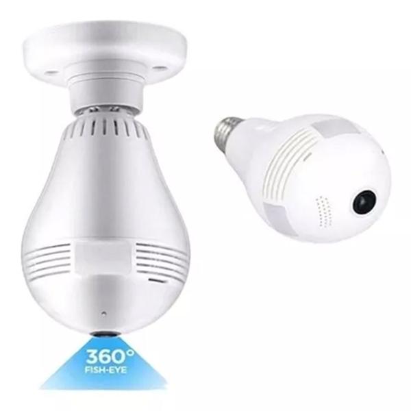 Imagem de Lâmpada led câmera espiã hd wi-fi panorâmica 360 com soquete