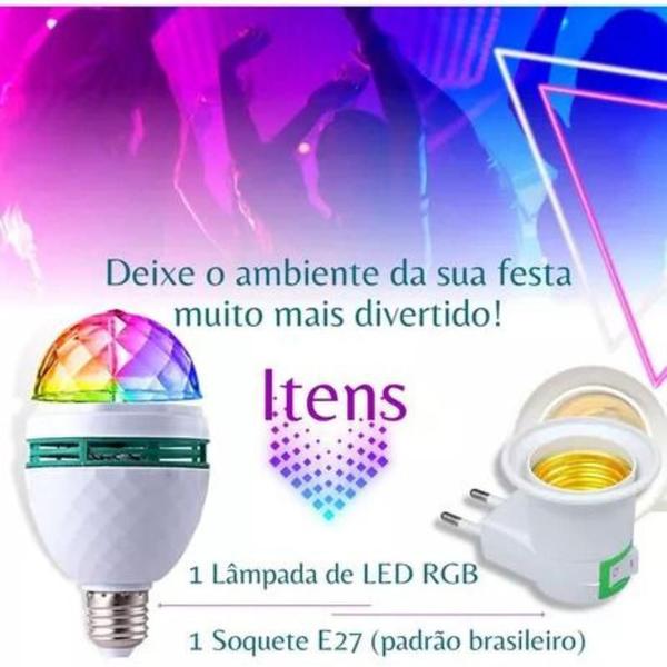 Imagem de Lâmpada Led Colorida Giratório Com Adaptador E27