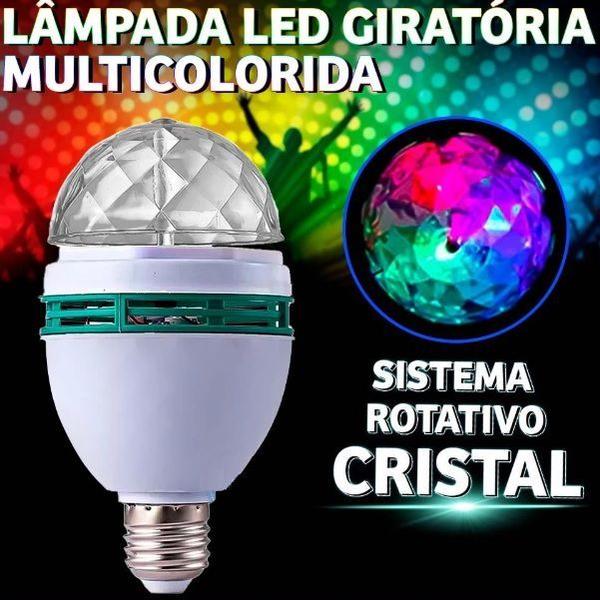 Imagem de Lâmpada Led Colorida RGB Globo Giratório Luz Para Festa Baladas + Bocal