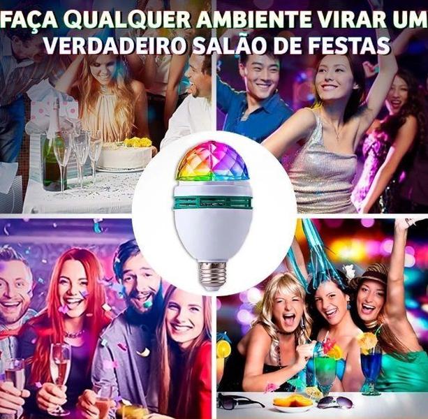 Imagem de Lâmpada Led Colorida RGB Globo Giratório Luz Para Festa Baladas + Bocal