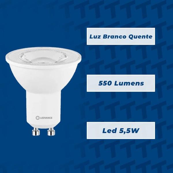 Imagem de Lâmpada LED Dicróica Dimerizável 5,5W Luz Branco Quente Osram