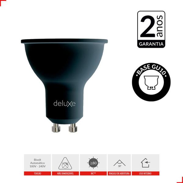 Imagem de Lampada Led Dicróica Mr16 4,8w 384lm 2700k Gu10 Preto Deluxe