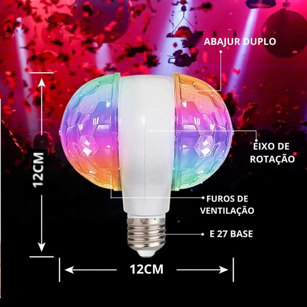 Imagem de Lâmpada Led Dupla Luz Giratória Globo Rotativa Festa Discoteca Colorido Bola Maluca 30,969 LEY1731