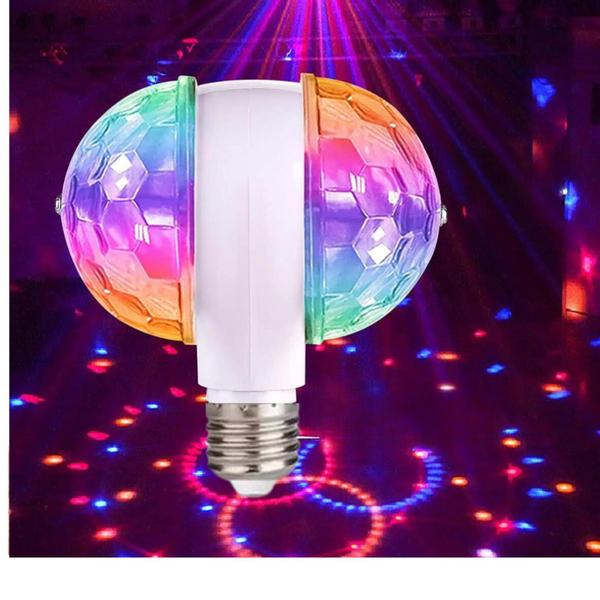 Imagem de Lâmpada Led Duplo Giratória Colorida RGB Potente Efeito Bola Maluca Festas Bivolt LEI1731