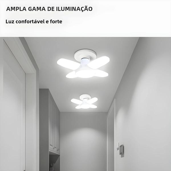 Imagem de Lâmpada LED E27 Dobrável 28W - 6500K - Branca - 220V/110V - Para Teto, Armazém e Garagem