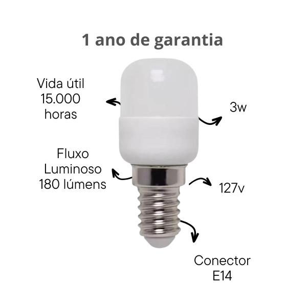 Imagem de Lâmpada Led Empalux para Geladeira 3W 127V Branco Quente 2700K E14