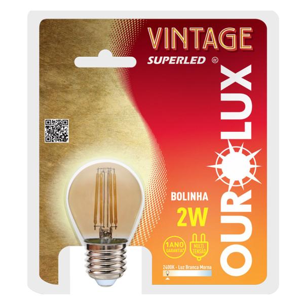 Imagem de Lâmpada Led Filamento 2W G45 Bolinha E27 Vintage Ourolux