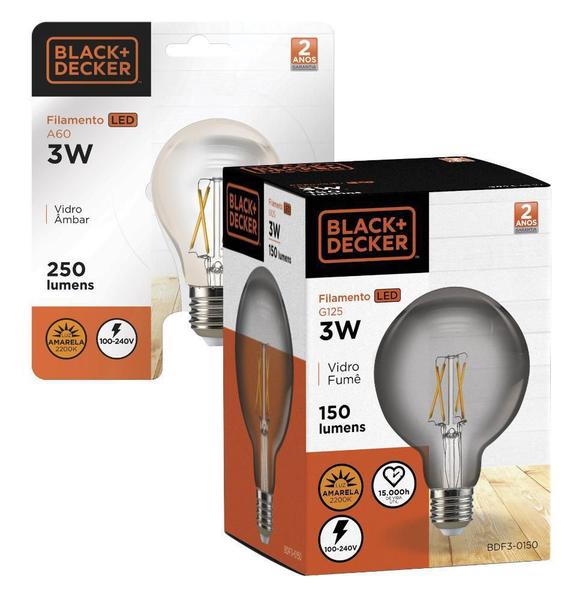 Imagem de Lâmpada Led Filamento G125 Black 3W 2200K Black+Decker