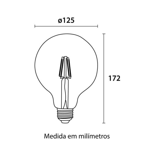 Imagem de Lâmpada Led Filamento Globo Blumenau 4W Bivolt G125 E27 2200K Luz Amarela