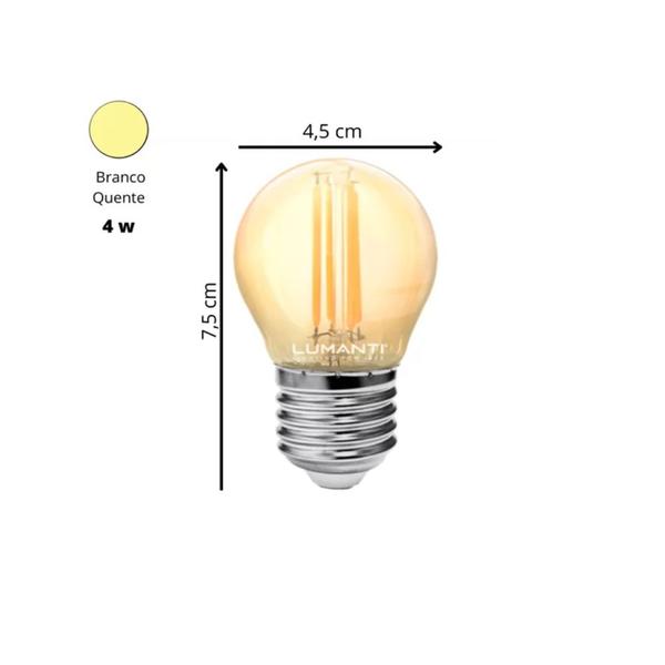 Imagem de Lâmpada Led Filamento Vintage Globo  BV G45 4W 2400K Bivolt - Lumanti