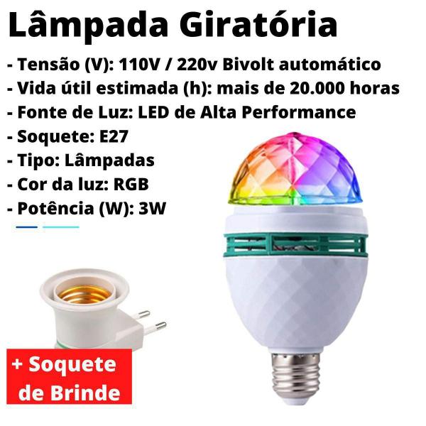 Imagem de Lampada Led Giratoria Colorida Rgb 3W Balada Discoteca Tik Tok