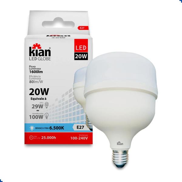 Imagem de Lâmpada LED Globe 20w Branco Frio 6500k Bivolt E27 Potente