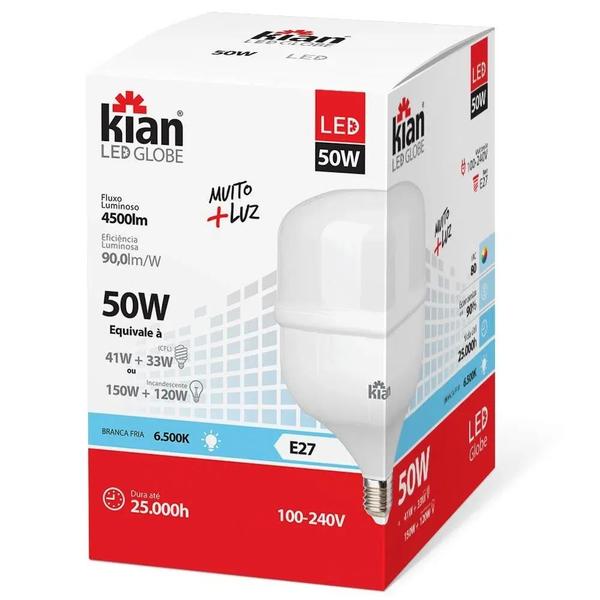 Imagem de Lâmpada Led Globe Kian 50w Base E27 Bivolt 6500k Alta Potência Branco Frio 