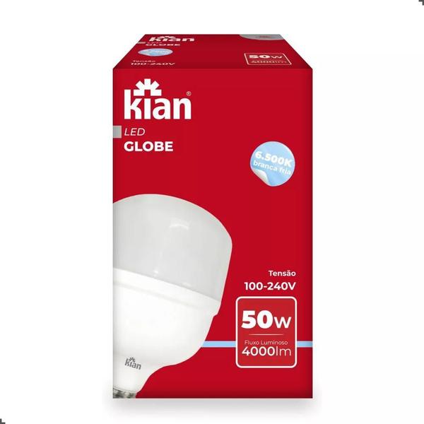 Imagem de Lâmpada Led Globe Kian 50w Base E27 Bivolt 6500k Alta Potência Branco Frio 