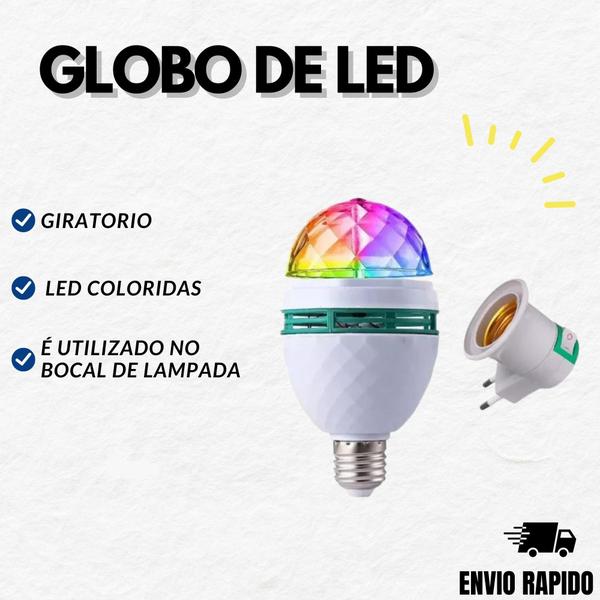 Imagem de Lâmpada Led Globo Colorida Rotativa Giratória Festa 110v/220v