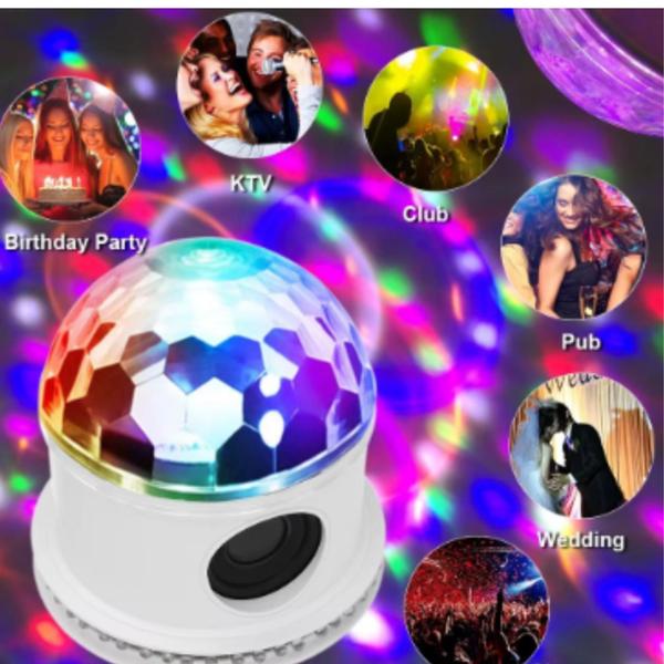 Imagem de Lâmpada LED Globo Luzes Giratória Caixa De Som RGB Bluetooth Com Controle Discoteca LEY2142