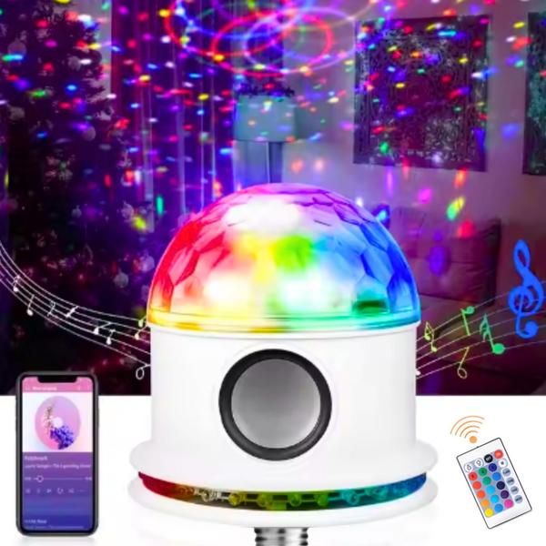 Imagem de Lâmpada LED Globo Luzes Giratória Caixa De Som RGB Bluetooth Com Controle Discoteca LEY2142