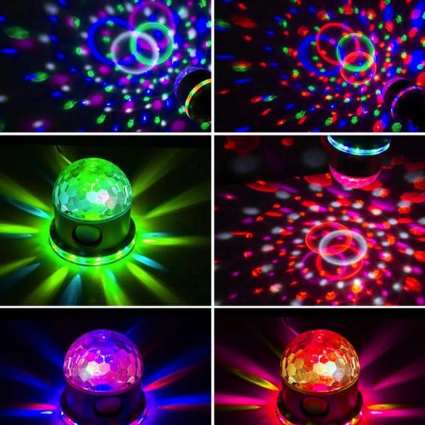 Imagem de Lâmpada LED Globo Luzes Giratória Caixa De Som RGB Bluetooth Com Controle Discoteca LEY2142