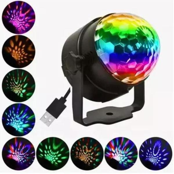 Imagem de Lâmpada LED Globo USB RGB Colorida Festas Discoteca Decoração de Ambiente Bivolt