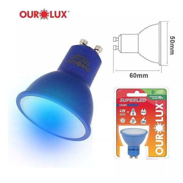 Imagem de Lâmpada Led GU10 4 Watts Bivolt Azul - OUROLUX