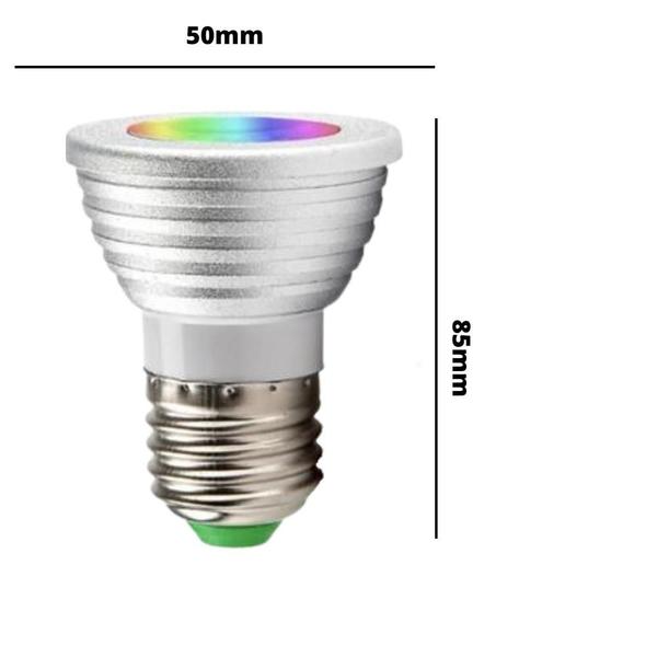 Imagem de Lampada Led Iluminação RGB 3w E27 Luz Sollar Com Controle