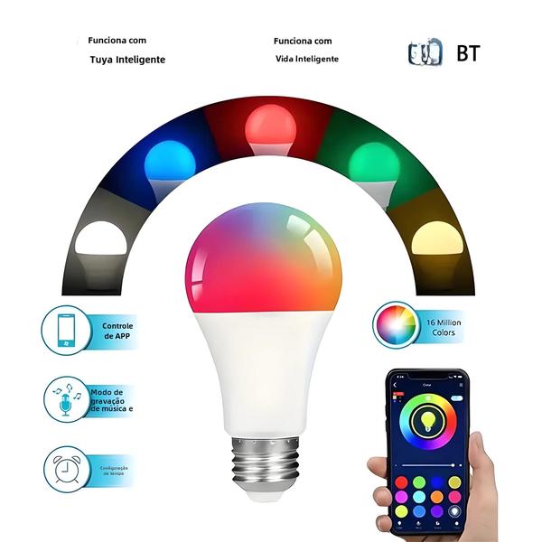 Imagem de Lâmpada LED Inteligente E27 RGB - 220V/110V - Regulável via App Tuya