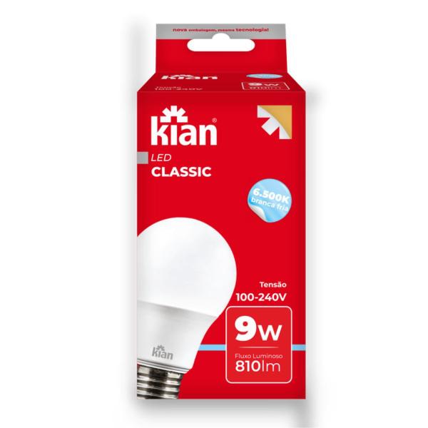 Imagem de Lâmpada Led Kian Bulbo 9w 803lm Branco Frio 6500K E27 Bivolt Luz Branca Equivale 60w Residencial