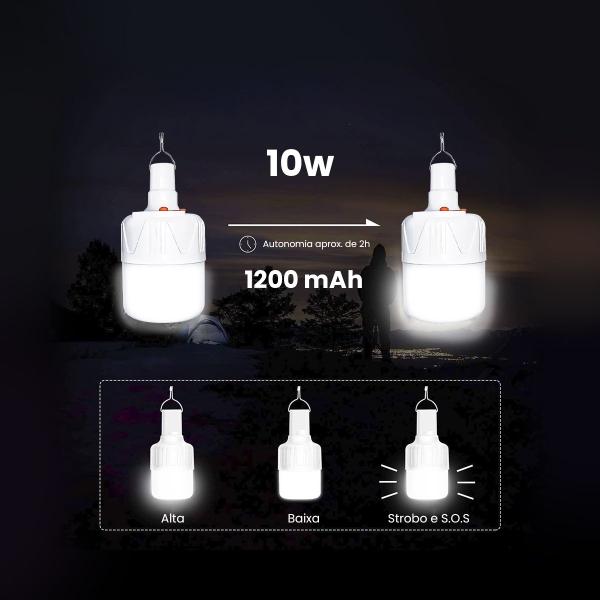 Lâmpada Led Lampião Luz De Emergencia Pesca Recarregável - Afastore Imagem de Lâmpada Led Lampião Luz De Emergencia Pesca Recarregável