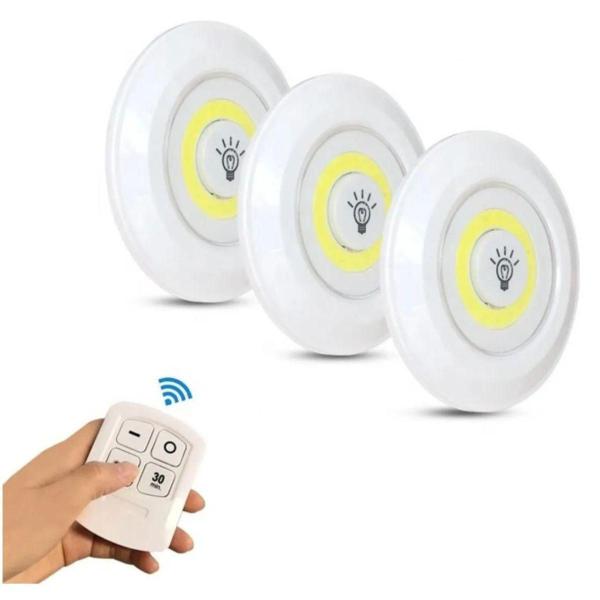 Imagem de Lâmpada Led Luminária Sem Fio Controle Remoto Com 3X Peças