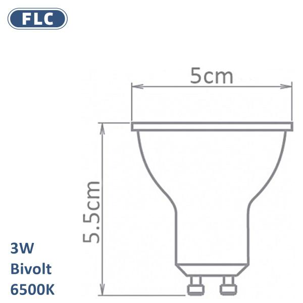 Imagem de Lâmpada Led Mr16 3W Frio 6500K Bivolt Com Soquete Gu10