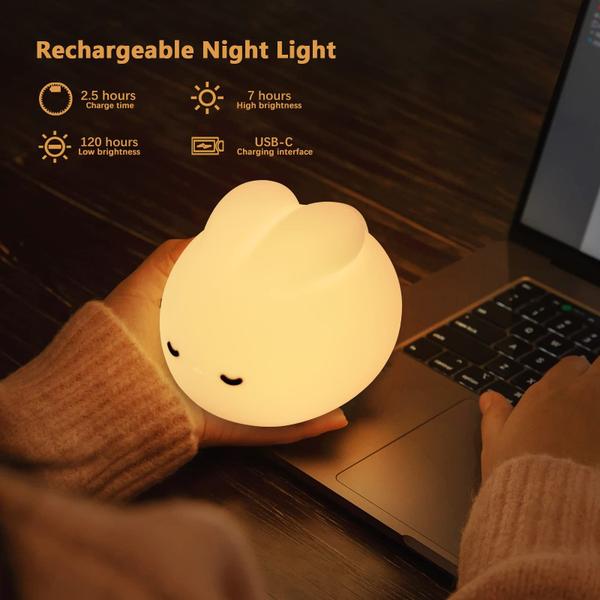 Imagem de Lâmpada LED Night Light POQCCT Decor Recarregável Bunny Kids