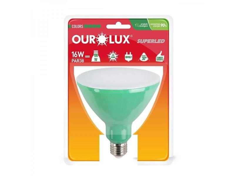 Imagem de Lâmpada LED Par 38 16 watts Bivolt Verde OUROLUX