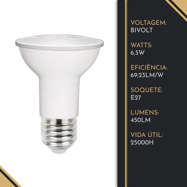Lâmpada Led Par20 E27 6,5w 3000k - LUMANTI Imagem de Lâmpada Led Par20 E27 6,5w 3000k