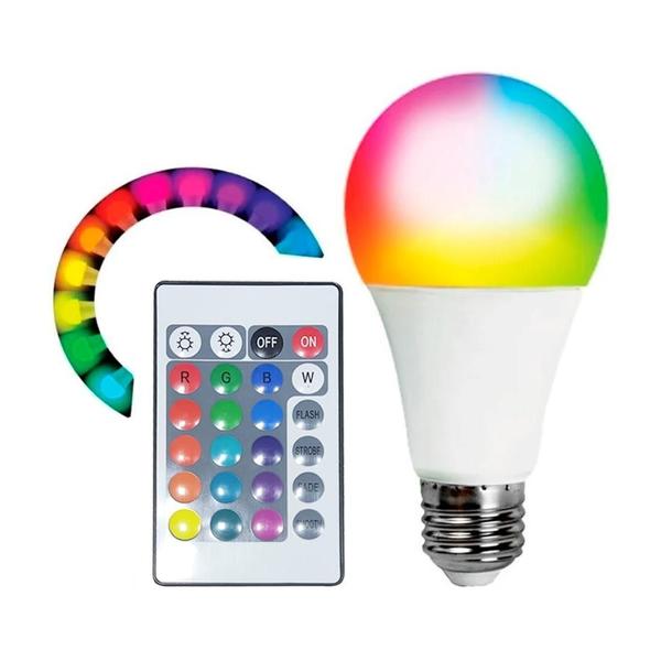 Imagem de Lâmpada Led Rgb Colorida Com Controle Remoto 12W E27 Bivolt