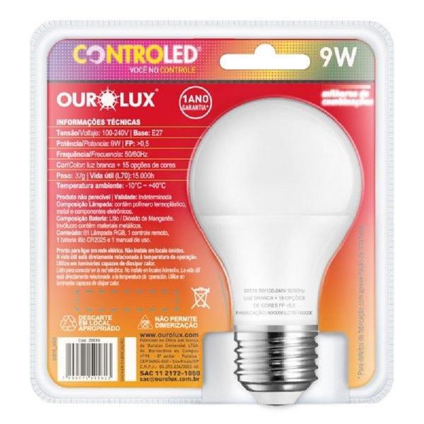 Imagem de Lâmpada LED RGB Com Controle 9 Watts BIVOLT OUROLUX