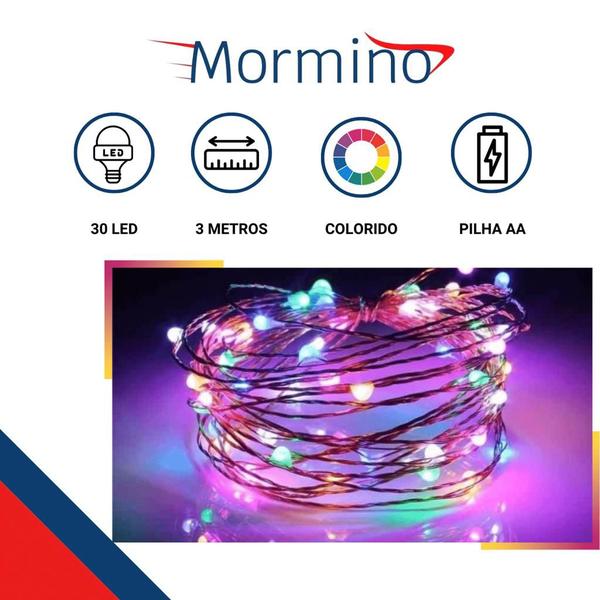 Imagem de Lâmpada LED RGB Giratória Com Fio de Fada 3m 30 Led Colorido