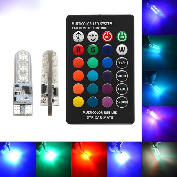 Imagem de Lâmpada LED RGB T10 W5W com Controle Remoto - 391 6SMD - Luz de Leitura