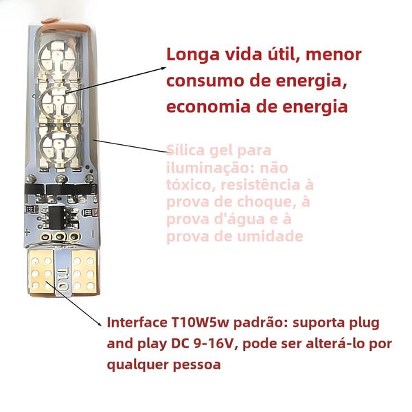 Imagem de Lâmpada LED RGB T10 W5W com Controle Remoto - 391 6SMD - Luz de Leitura