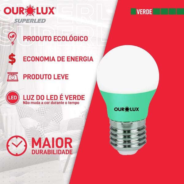 Imagem de Lâmpada Led S30 Bolinha 3 Watts Bivolt Verde - OUROLUX