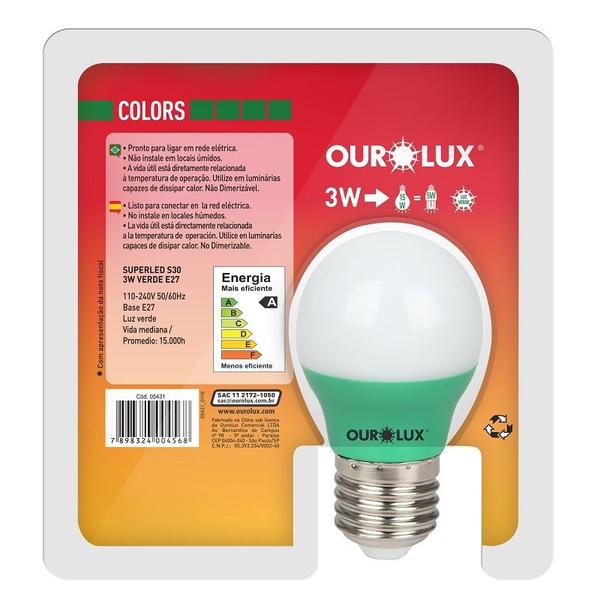 Imagem de Lâmpada Led S30 Bolinha 3 Watts Bivolt Verde - OUROLUX