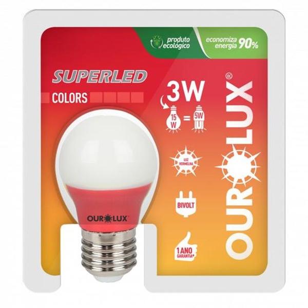 Imagem de Lâmpada LED S30 Bolinha 3 watts Bivolt Vermelha OUROLUX 