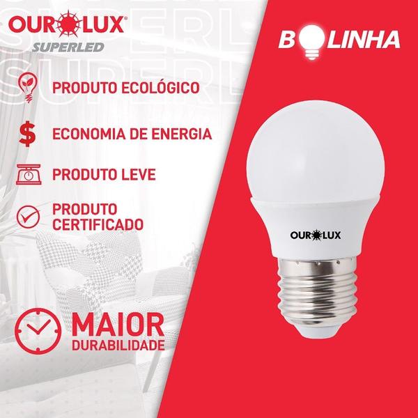 Imagem de Lâmpada LED S30 Bolinha 4 watts Bivolt 2700K Branco Morno OUROLUX 