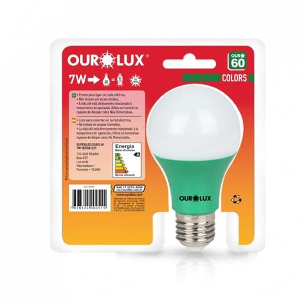 Imagem de Lampada LED S60 Bulbo 7 watts bivolt Verde OUROLUX