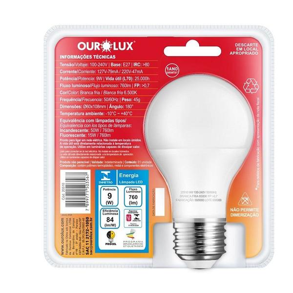 Imagem de Lampada Led Sensor De Presença 9 Watts 6500K - OUROLUX