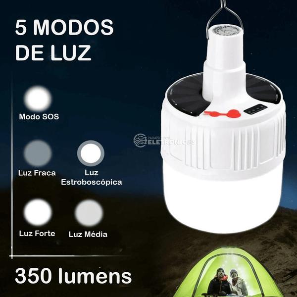 Imagem de Lâmpada LED SMD 5W com Função Solar, Controle Remoto e Bateria de 2000mAh BOM4212