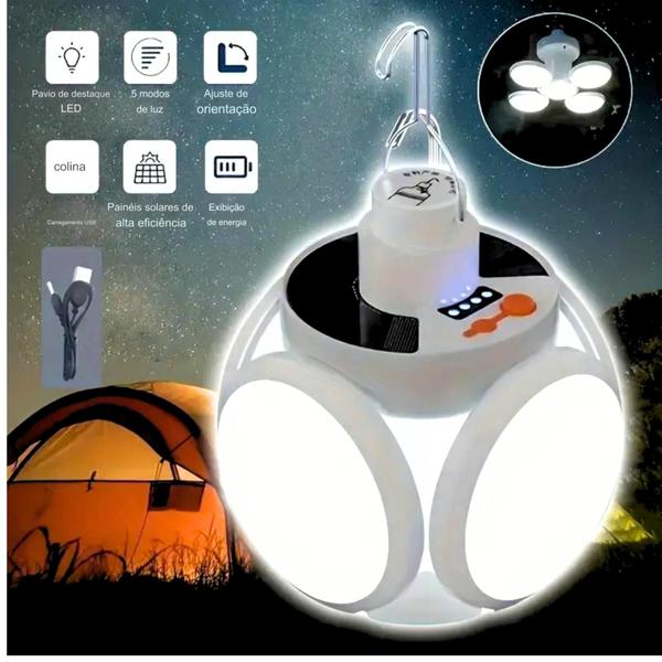 Imagem de Lâmpada LED solar recarregável, USB Ao ar livre, Camping, Luzes de emergência Holofotes TB2100