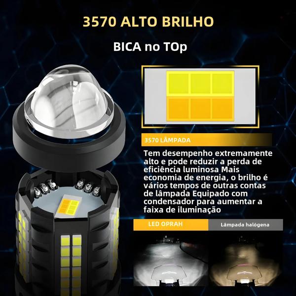 Imagem de Lâmpada Led Super Brilhante Para Farol De Motocicleta, Feixe H4 Halo H6 Ba20d Branco 12v Moto