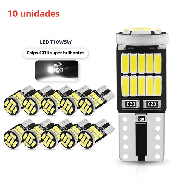 Imagem de Lâmpada LED T10 W5W 194 501 Canbus - Branca Pura - 26 SMD 4014 Chip - Livre de Erros