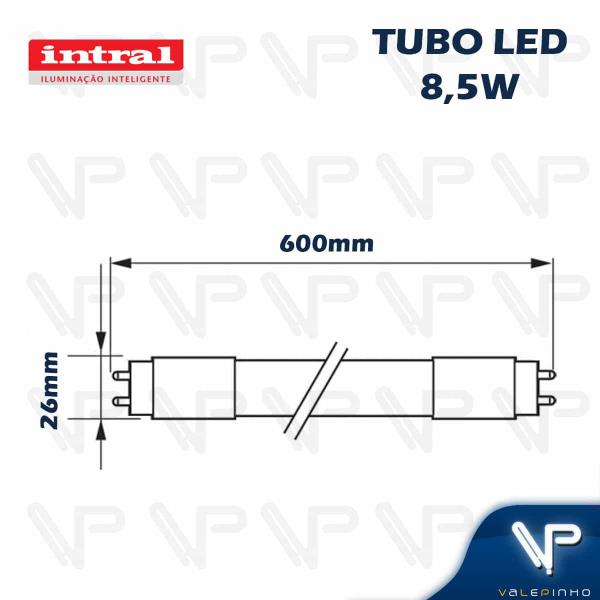 Imagem de Lâmpada led tubular t8 60cm 8,5w 3000k(branco quente)g13 bivolt leitosa