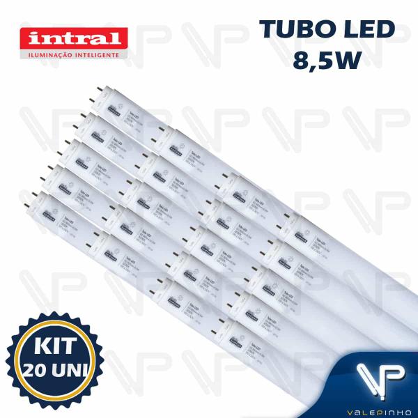 Imagem de Lâmpada led tubular t8 60cm 8,5w 3000k(branco quente)g13 bivolt leitosa kit20